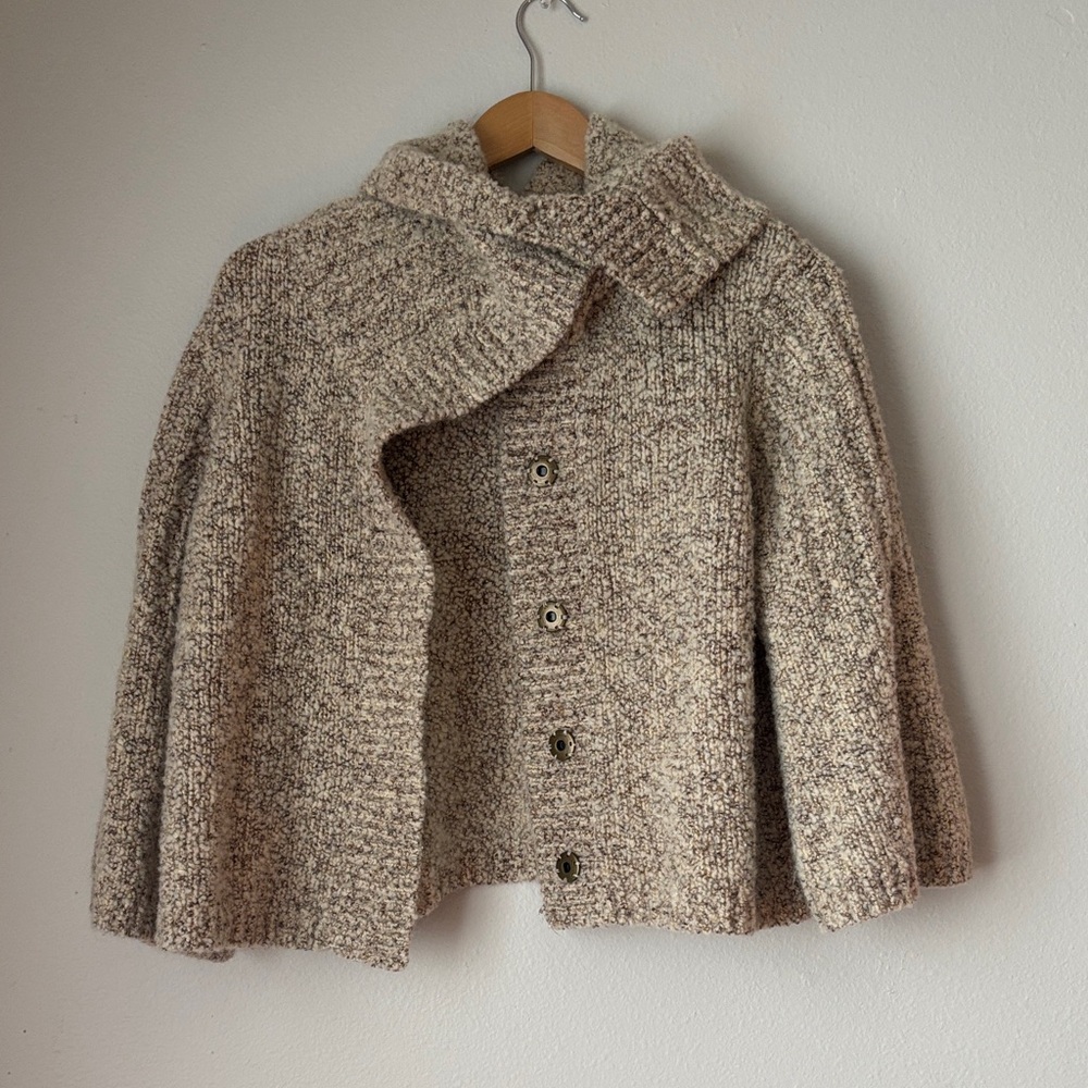 Cozy Knit Button-Up Cape